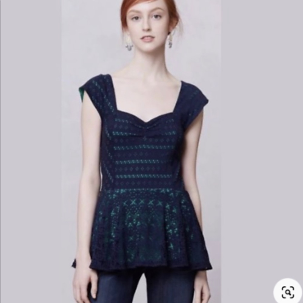 Anthropologie POSTMARK Peplum Top Sz XS